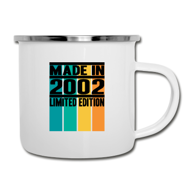 Geschenk zum 18 Emaille Tasse - 18th 18. Geburtstag Volljährig Made in 2002 18
