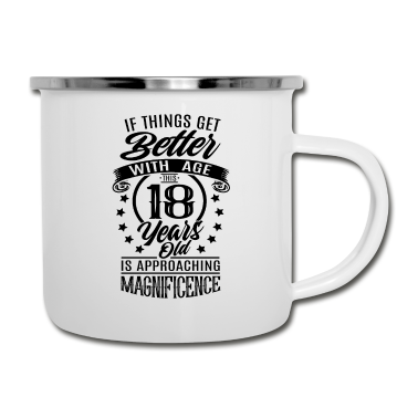 Geschenk zum 18 Emaille Tasse - lustige Sprüche zum 18. Geburtstag