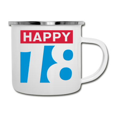 Geschenk zum 18 Emaille Tasse - Happy 18 Geburtstag achtzehn
