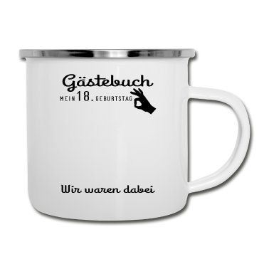 Geschenk zum 18 Emaille Tasse - Gästebuch zum 18. Geburstag, Partyoutfit, männlich