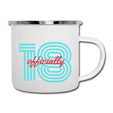 Geschenk zum 18 Emaille Tasse - Endlich offiziell 18. Jahre alt / 18. Geburtstag