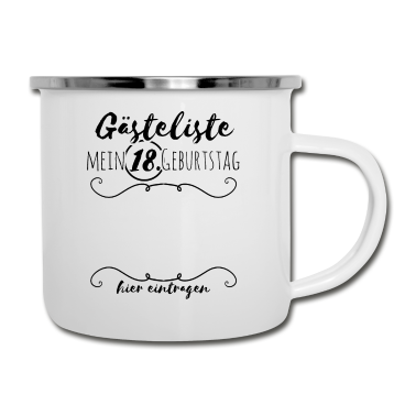 Geschenk zum 18 Emaille Tasse - Gästeliste zum 18. Geburtstag bitte Unterschreiben