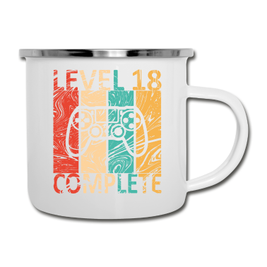 Geschenk zum 18 Emaille Tasse - Level 18 completed 18. Geburtstag Gamer Geschenk