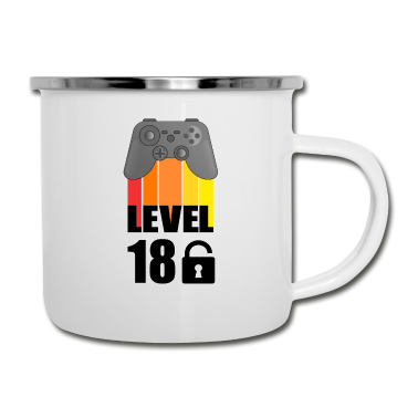 Geschenk zum 18 Emaille Tasse - Level 18 - 18. Geburtstag - Zocker/Gamer Design