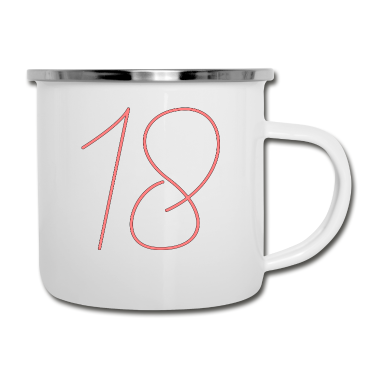 Geschenk zum 18 Emaille Tasse - 18 Zahl Logo Nummer in rosa