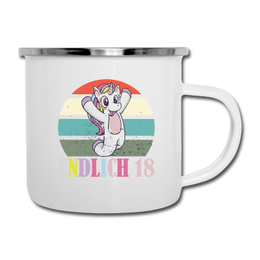 Geschenk zum 18 Emaille Tasse - Damen 18. Geburtstag Mädchen Frau Frauen 18 Jahre