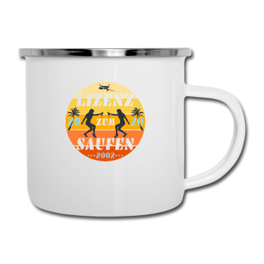 Geschenk zum 18 Emaille Tasse - Lizenz zum Saufen 18 Jahre