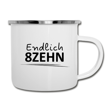 Geschenk zum 18 Emaille Tasse - Endlich 8zehn | 18. Geburtstag