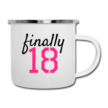 Geschenk zum 18 Emaille Tasse - Endlich 18 Geschenkidee - 18 Geburtstag