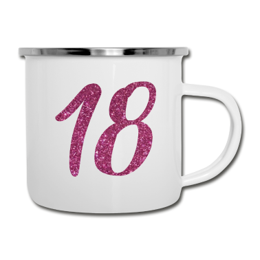 Geschenk zum 18 Emaille Tasse - 18 Jahre Geburtstag Glitzer Effekt