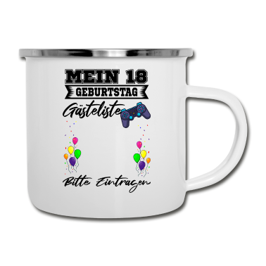 Geschenk zum 18 Emaille Tasse - 18. Geburtstag Gästebuch Party 18 Jahre Geschenk