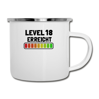 Geschenk zum 18 Emaille Tasse - Level 18 erreicht 18. Geburtstag Jahre Gamer 2002