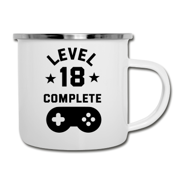 Geschenk zum 18 Emaille Tasse - 18. Geburtstag level 18 complete