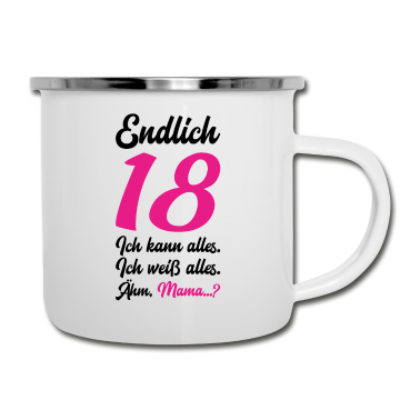 Geschenk zum 18 Emaille Tasse - 18 Geburtstag endlich erwachsen