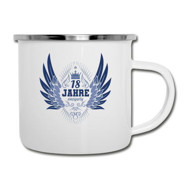 Geschenk zum 18 Emaille Tasse - 18 Geburtstag Geschenk Engel Flügel