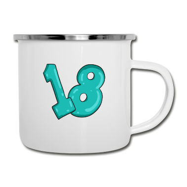Geschenk zum 18 Emaille Tasse - zahl 18