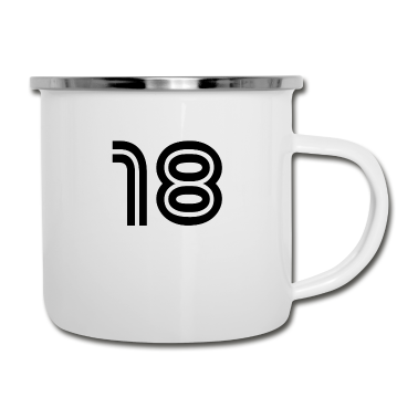 Geschenk zum 18 Emaille Tasse - Zahl 18