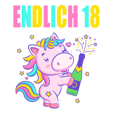Motiv Endlich 18 lustig 18 Jahre Einhorn 18. Geburtstag