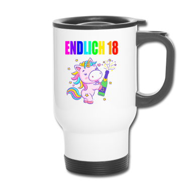 Geschenk zum 18 Thermobecher - Endlich 18 lustig 18 Jahre Einhorn 18. Geburtstag