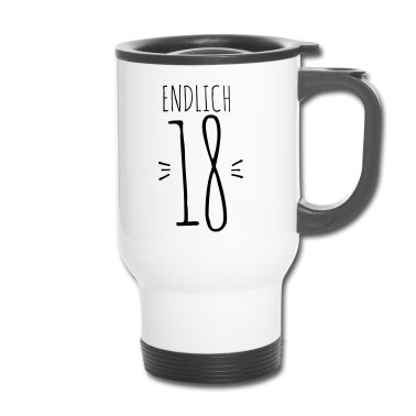 Geschenk zum 18 Thermobecher - Endlich 18! Spruch 18. Geburtstag Geschenk