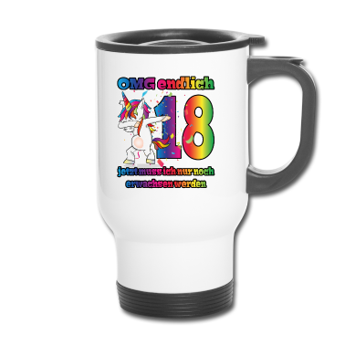 Geschenk zum 18 Thermobecher - OMG endlich 18! Dabbing Einhorn 18. Geburtstag