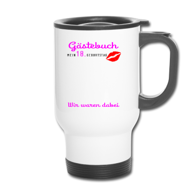 Geschenk zum 18 Thermobecher - Gästebuch zum 18. Geburstag, Partyoutfit, weiblich