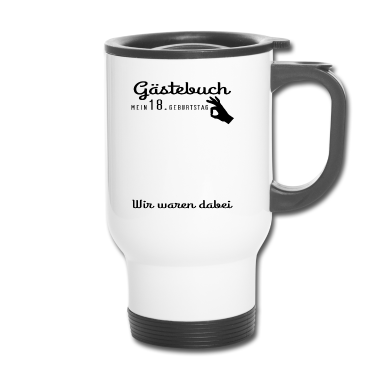 Geschenk zum 18 Thermobecher - Gästebuch zum 18. Geburstag, Partyoutfit, männlich