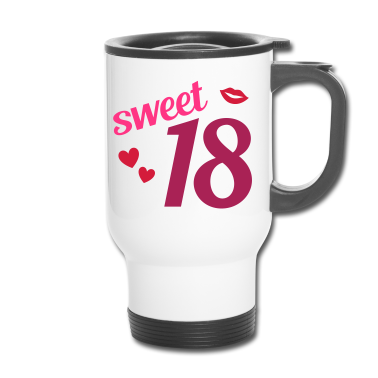 Geschenk zum 18 Thermobecher - Sweet 18 (Herzen, Lippen)