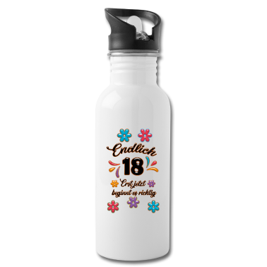 Geschenk zum 18 Trinkflasche - Endlich 18 - Lustiges Geschenk zum 18. Geburtstag