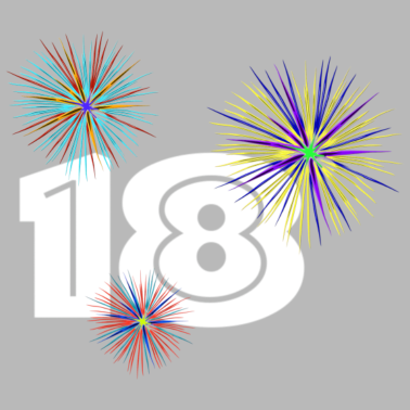 Motiv 18 mit farbenfrohen Feuerwerk, coole 18 shirts