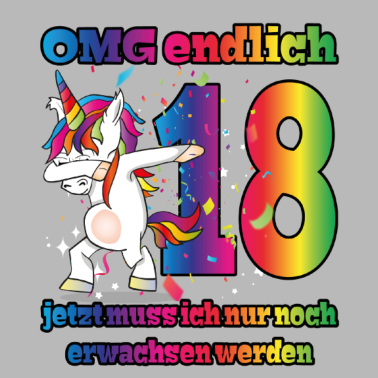 Motiv OMG endlich 18! Dabbing Einhorn 18. Geburtstag