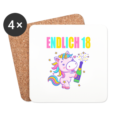 Geschenk zum 18 Untersetzer - Endlich 18 lustig 18 Jahre Einhorn 18. Geburtstag