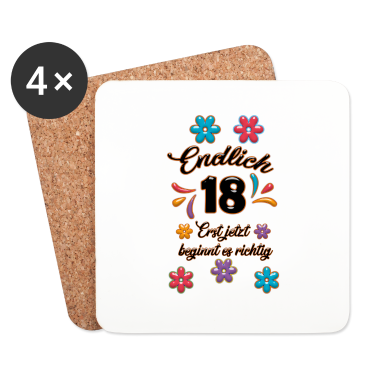 Geschenk zum 18 Untersetzer - Endlich 18 - Lustiges Geschenk zum 18. Geburtstag