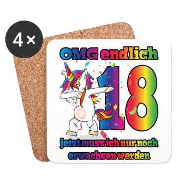 Geschenk zum 18 Untersetzer - OMG endlich 18! Dabbing Einhorn 18. Geburtstag