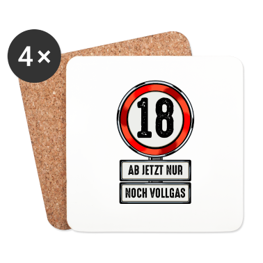 Geschenk zum 18 Untersetzer - 18 Jahre Schild Ab Jetzt Nur Noch Vollgas 18. Gebu
