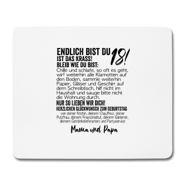 Geschenk zum 18 Mousepad - 18. Geburtstag Endlich 18 Jahre Geschenk zum 18.