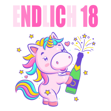 Motiv Endlich 18 lustig 18 Jahre Einhorn 18. Geburtstag