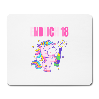 Geschenk zum 18 Mousepad - Endlich 18 lustig 18 Jahre Einhorn 18. Geburtstag