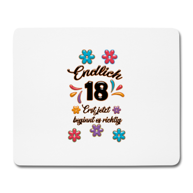 Geschenk zum 18 Mousepad - Endlich 18 - Lustiges Geschenk zum 18. Geburtstag