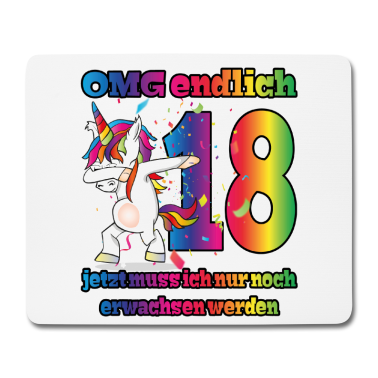 Geschenk zum 18 Mousepad - OMG endlich 18! Dabbing Einhorn 18. Geburtstag