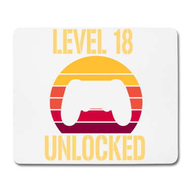 Geschenk zum 18 Mousepad - Level 18 unlocked 18. Geburtstag Gamer Geschenk