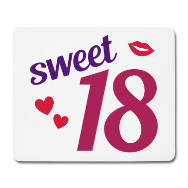 Geschenk zum 18 Mousepad - Sweet 18 (Herzen, Lippen)