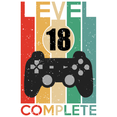 Motiv Herren 18. Geburtstag, LEVEL 18 COMPLETE Spruch.