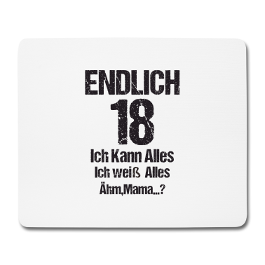 Geschenk zum 18 Mousepad - Endlich 18 Geschenk Damen Herren Volljährig