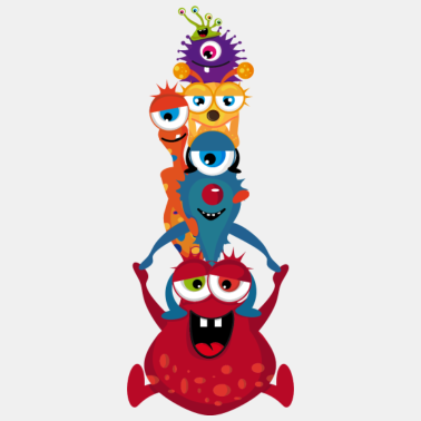 Motiv Eine bunte Monster Familie