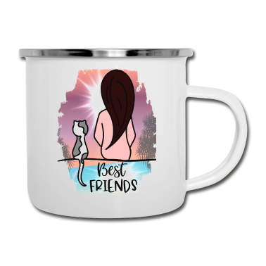 Beste Freunde Geschenke Emaille Tasse - Beste Freunde - meine Katze und ich