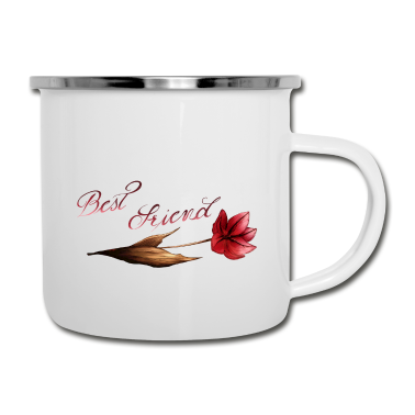 Beste Freunde Geschenke Emaille Tasse - Beste Freunde Blume