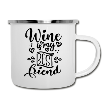 Beste Freunde Geschenke Emaille Tasse - Wein ist mein bester Freund