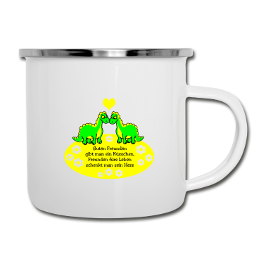 Beste Freunde Geschenke Emaille Tasse - beste dino freunde