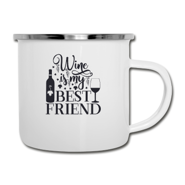 Beste Freunde Geschenke Emaille Tasse - Wein ist mein bester Freund